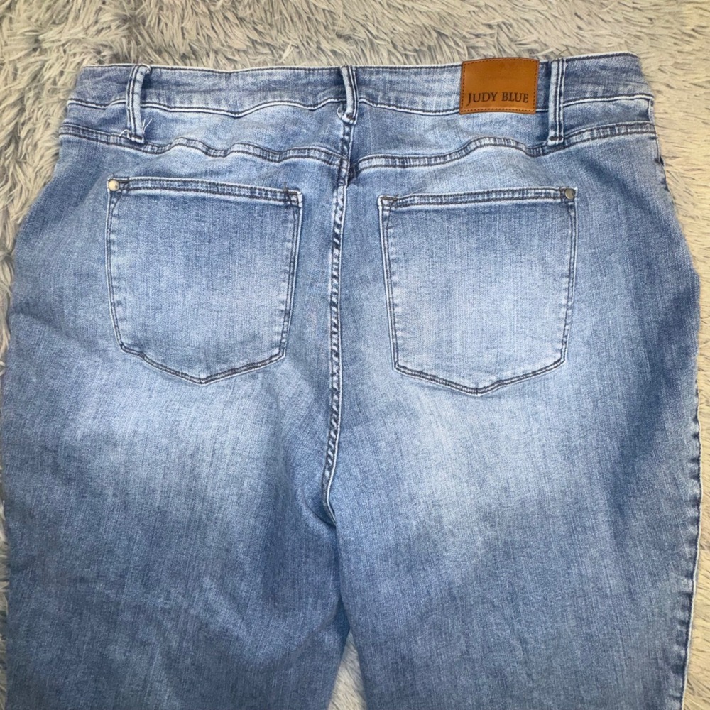 Judy Blue Wide Leg Cropped Jeans Women's 24W Light Wash Braided Detail High Rise - Picture 11 of 15